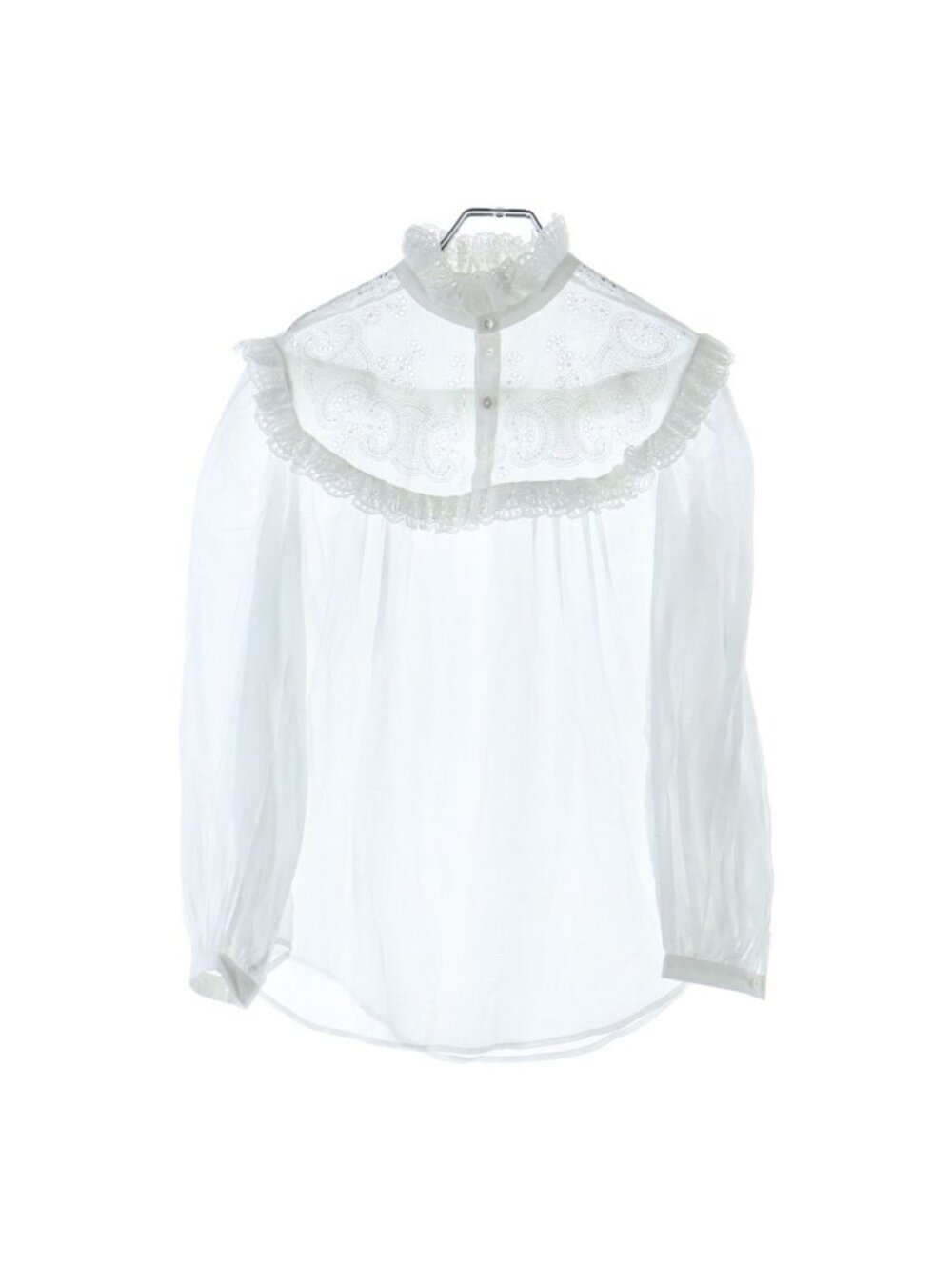 Celine Embroidered Romy Shirt in Cotton Muslin White